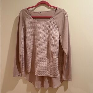 Vera Wang Women's Long Sleeve Textured Top - Pink Champagne High Low